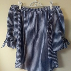 Blue & white strapless